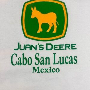 Juan's Deere Cabo San Lucas Mexico White Long Sleeve Tee Funny. XL. John Deere.